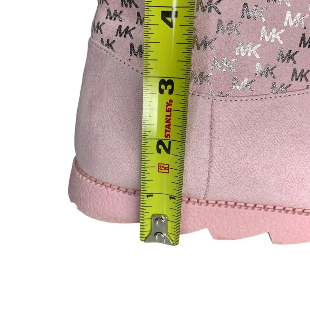 Michael Kors Boots for Girls Light Pink MK Silver Logo Print Side Zipper Size 2